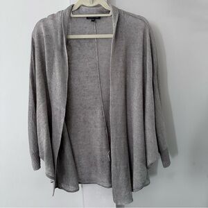 EILEEN FISHER 100% LINEN  KNITCARDIGAN W/ ROLL COLLAR & RAGLAN SLEEVES, SZ LARGE